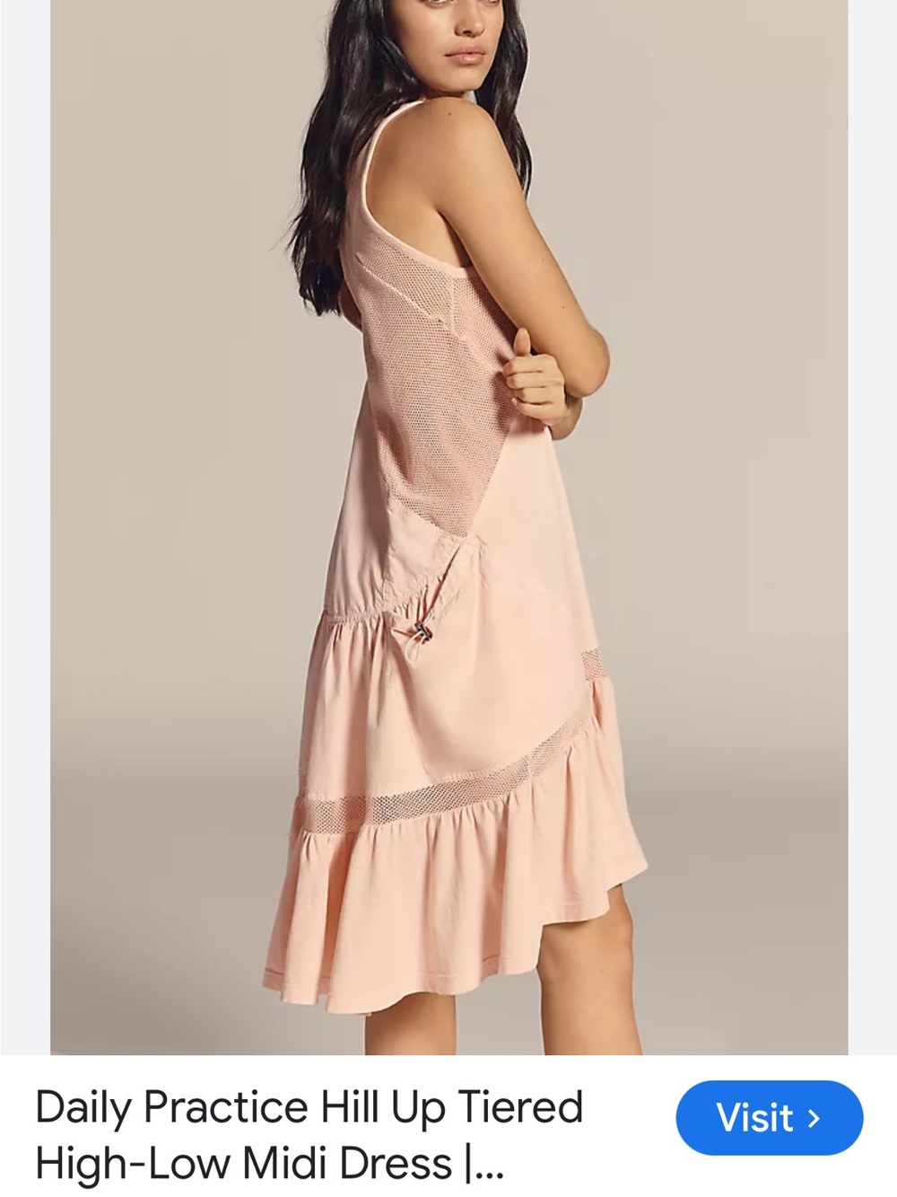 Anthropologie Blush Pink Tiered Daily Practice Dress